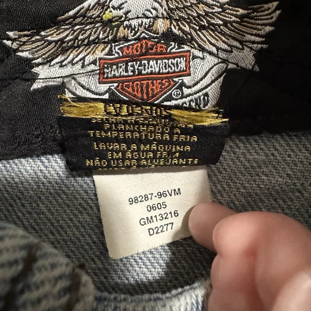 Y2K Harley Davidson Denim Vest‎ Size L Distressed Florida Logo Patch Grunge VTG - Picture 8 of 16